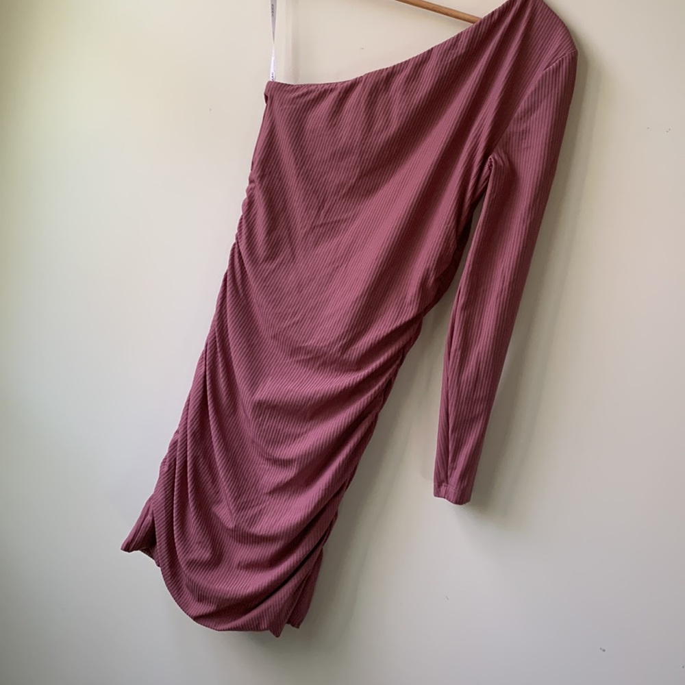 Kookai sz1(38) one sleeve pink ruched body con dress - Picture 4 of 5